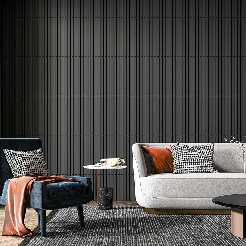 Versatile Black PVC 3D Slat Wall Panel Pack - 12 Tiles, 32 Sq.Ft. Coverage gallery