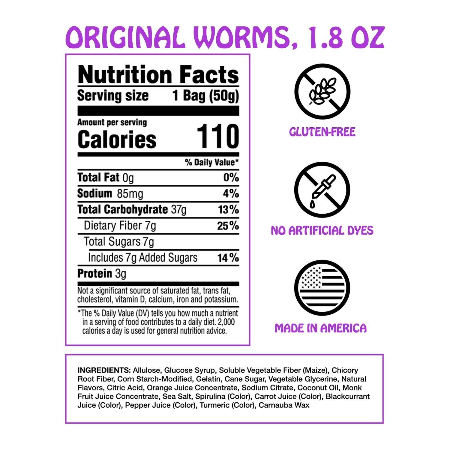 Rotten Original Gummy Worms - Low Sugar, Low Calorie, 7g Gut-Friendly - 1.8 oz gallery