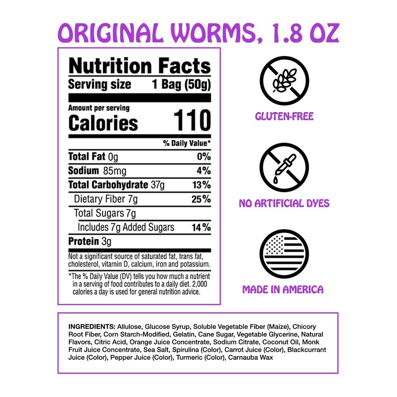 Rotten Original Gummy Worms - Low Sugar, Low Calorie, 7g Gut-Friendly - 1.8 oz gallery