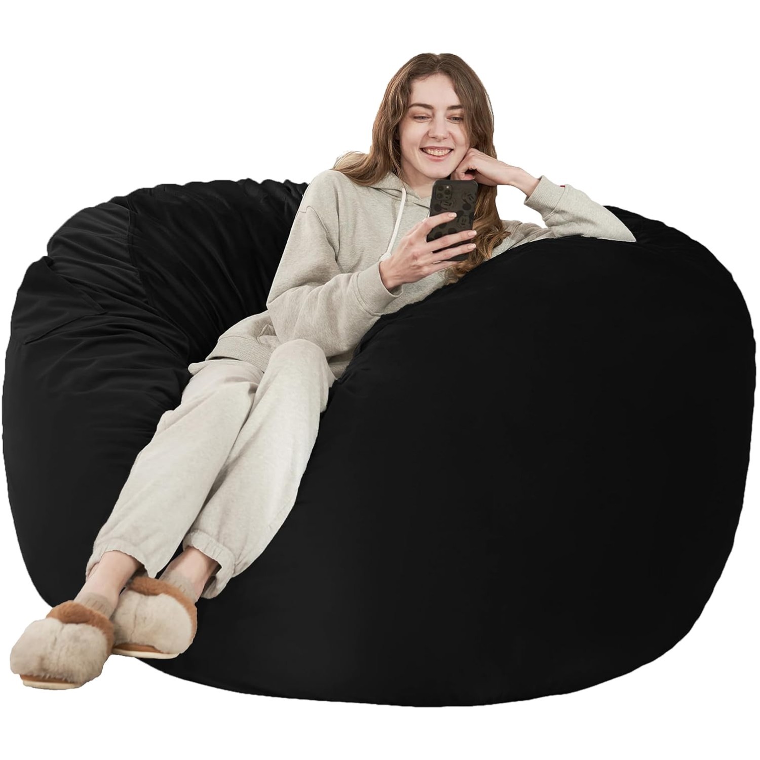 Giant 5' Bean Bag Chair with Removable Microfiber Cover - Perfect for Family Fun gallery