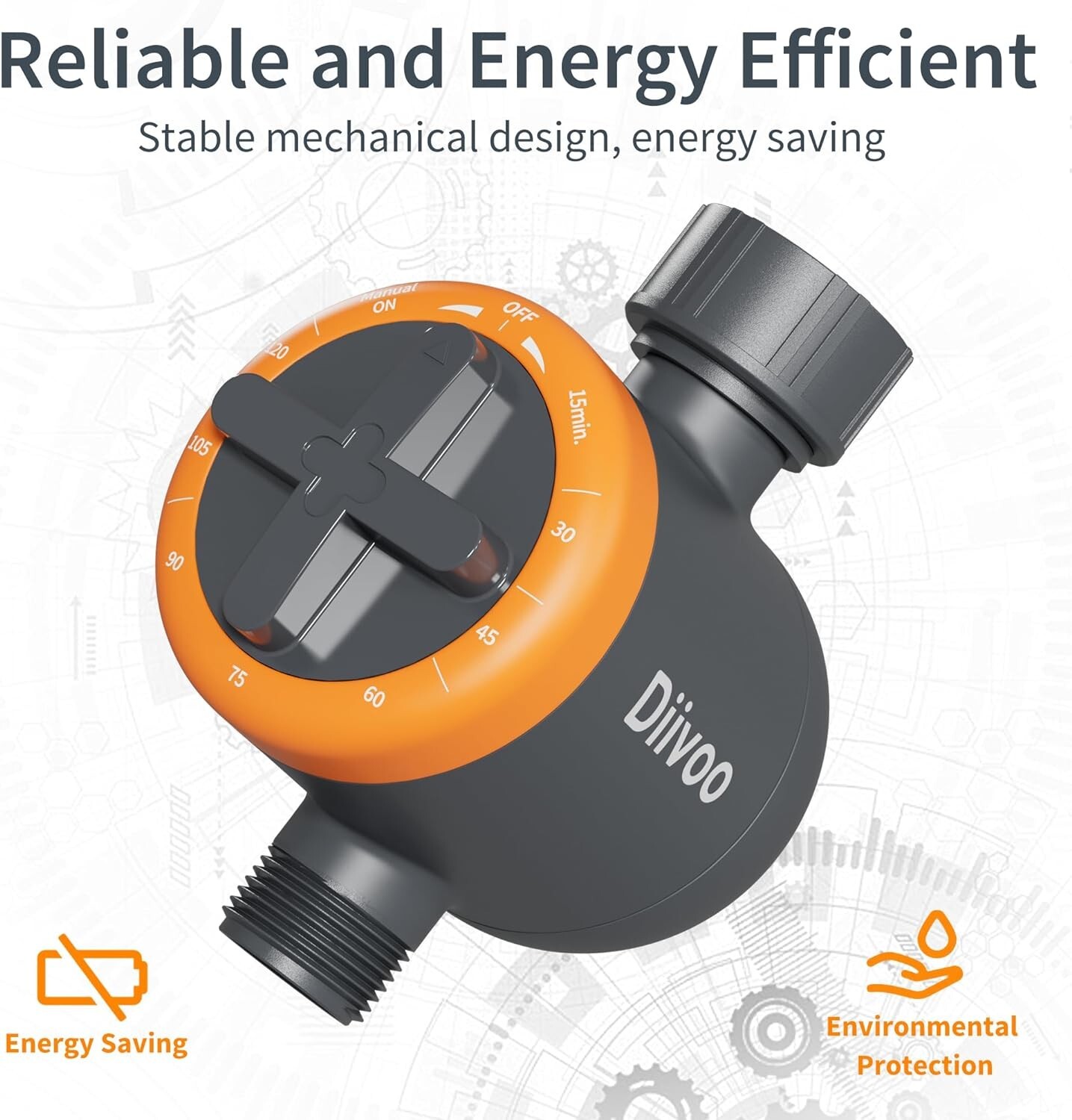 Diivoo Sprinkler Timer, Mechanical Water Timers from 15 to 120 Minutes, Irrigati gallery