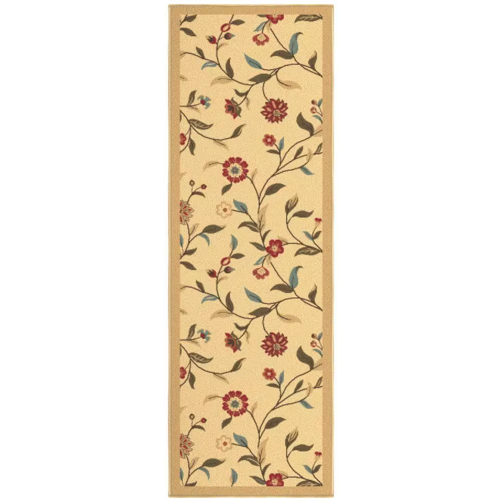 Ottohome Collection Non-Slip Rubberback Floral Leaves 2X5 Indoor Runner Rug, 1 F gallery