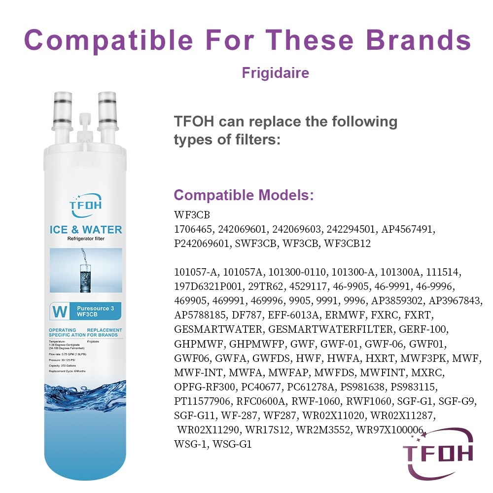 1 PACK TFOH Fit Frigidaire WF3CB Pure Source Ultra Refrigerator Water Filter gallery