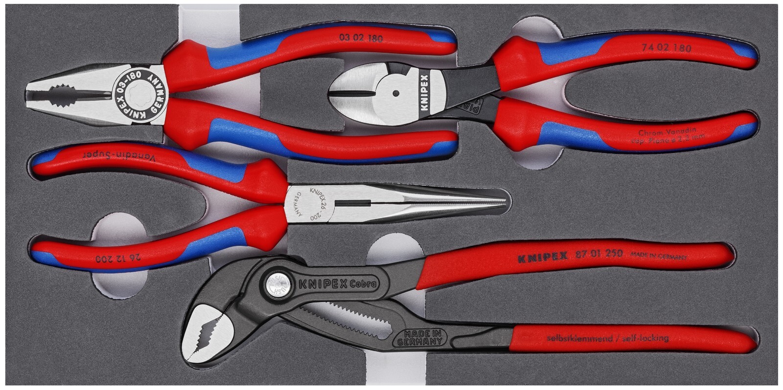 Knipex Basic Pliers Set In Foam Tray 5 Pieces 00 20 01 V15 gallery