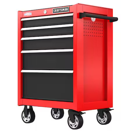 S2000 Rolling Tool Cabinet, 5 Drawer, Red, Steel, 26-1/2 in W x 18 in D x 37-1/2 gallery