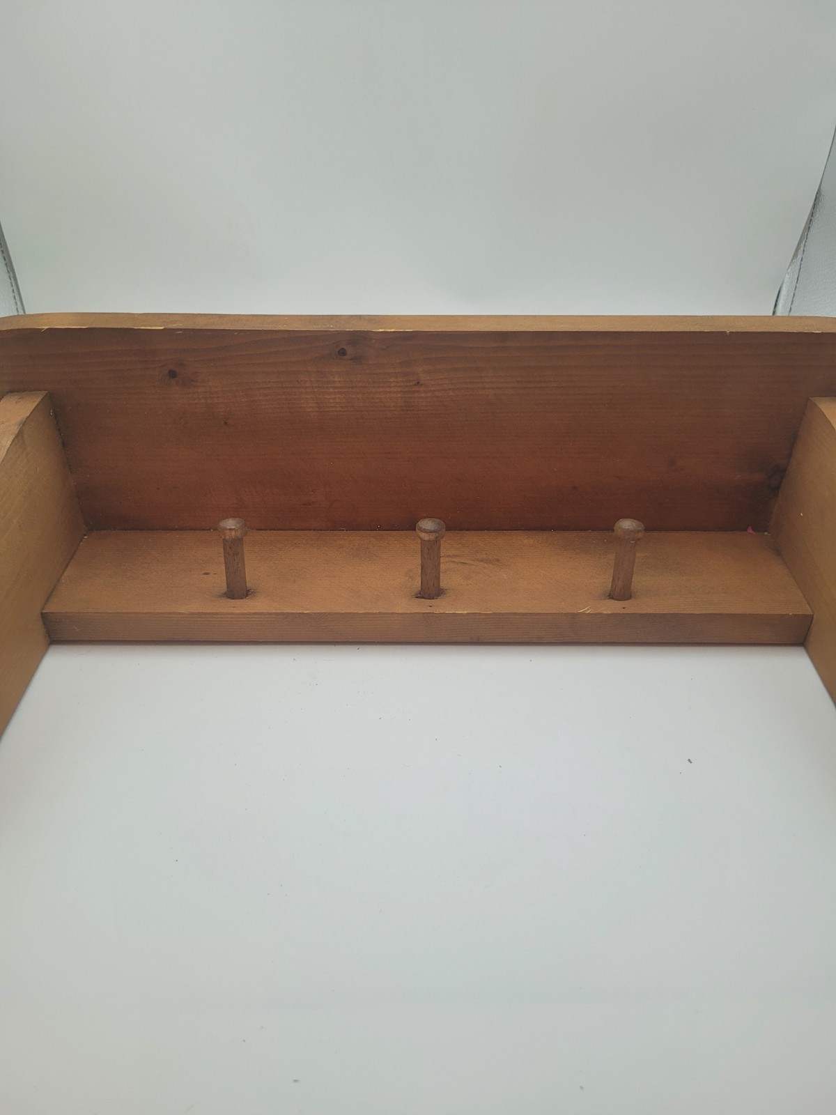 Beautiful Pine Solid Wood Shelf & Hat Coat Rack 3 Peg Handmade gallery