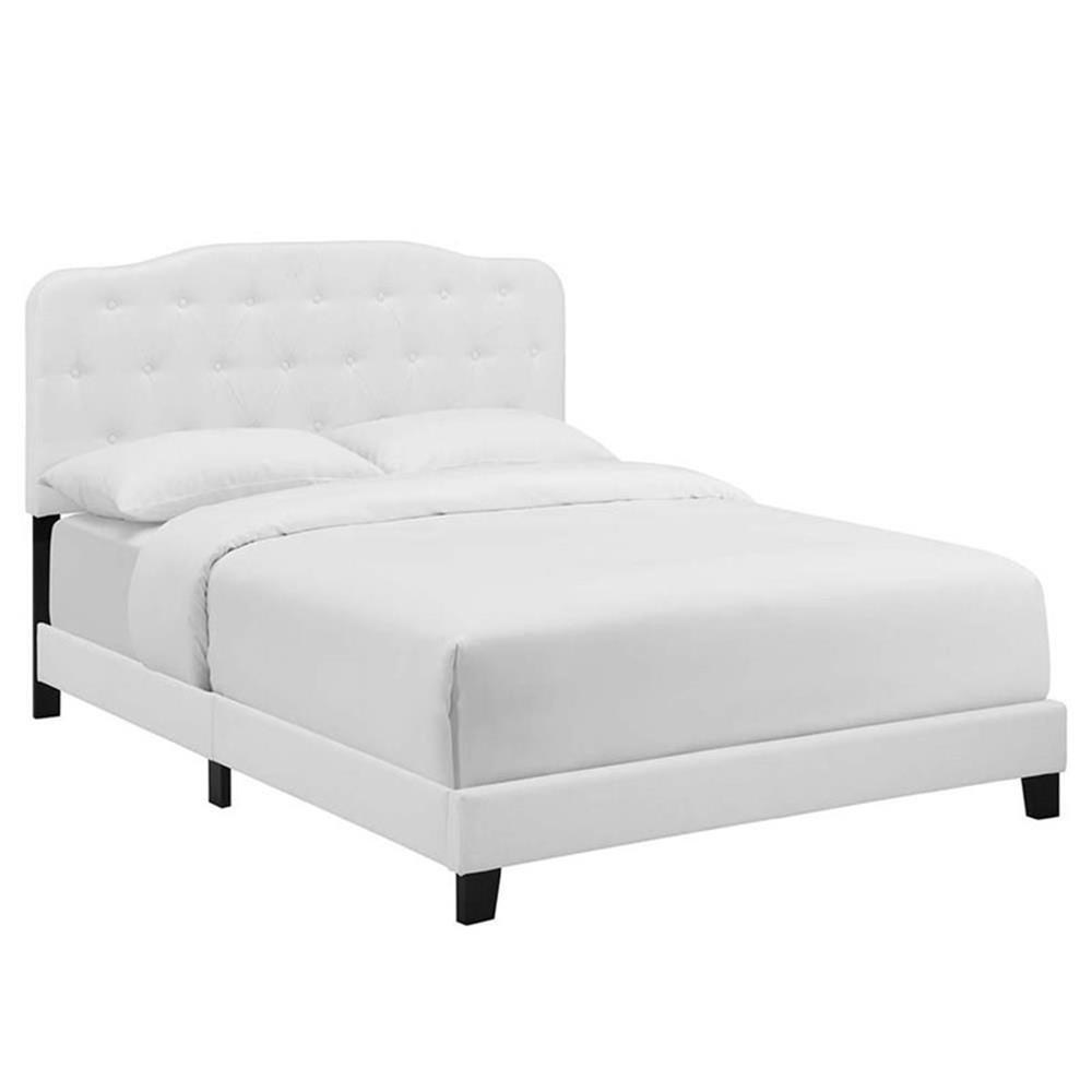 Modway Amelia Queen Upholstered Polyester Fabric Bed in White Finish gallery