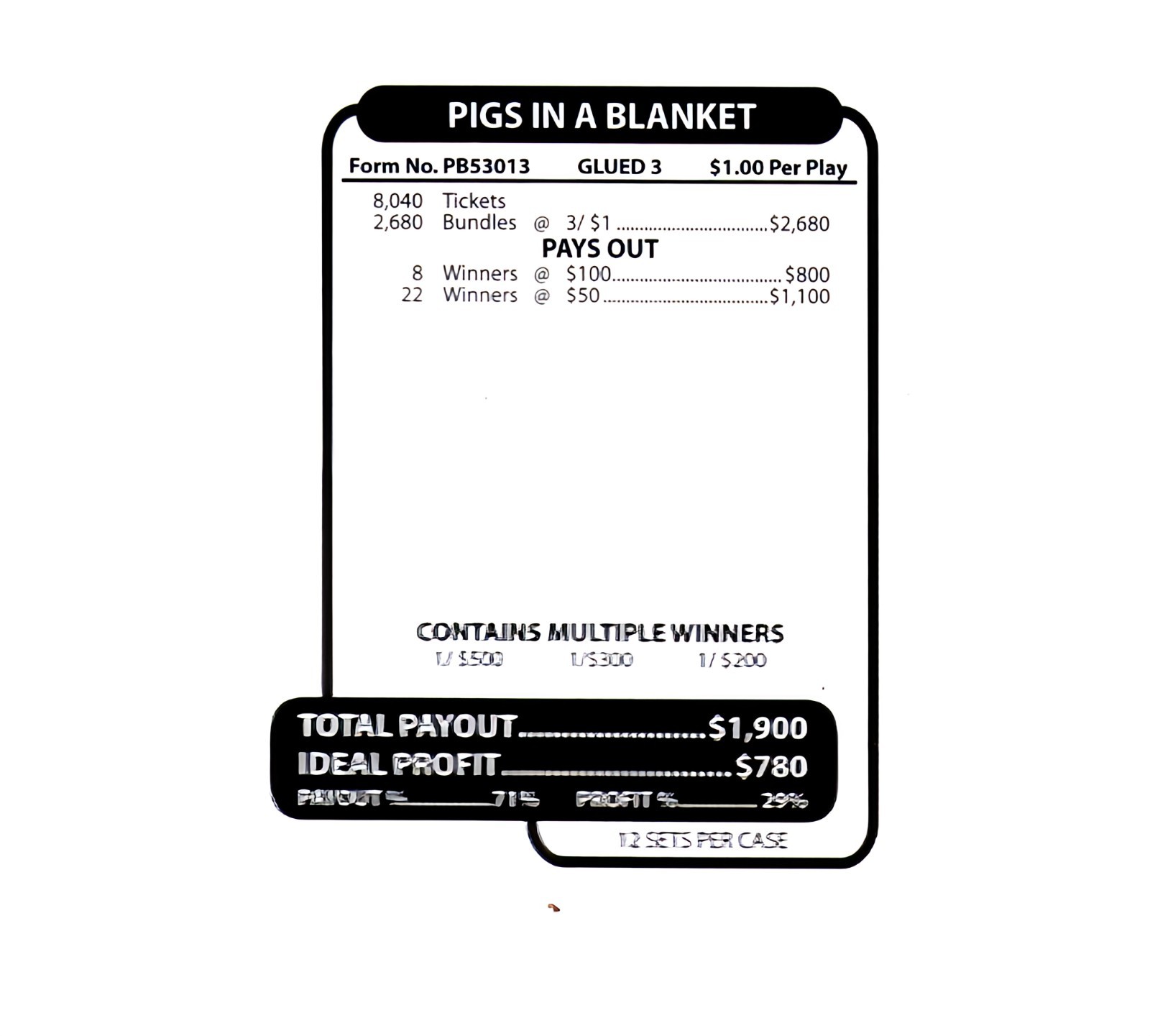 Pull Tab Ticket - Jars - Game - Pigs in a Blanket - 2,680 ct gallery