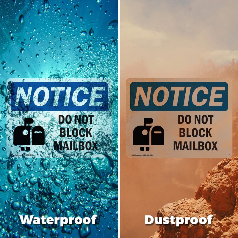 (2 Pack) Do Not Block Mailbox OSHA Notice Sign Decal Metal Plastic gallery
