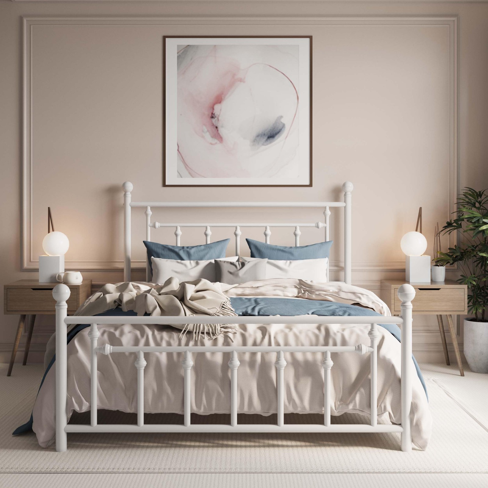Sha Cerlin 14 Queen Size Metal Platform Bed Frame/Victorian Headboard And gallery