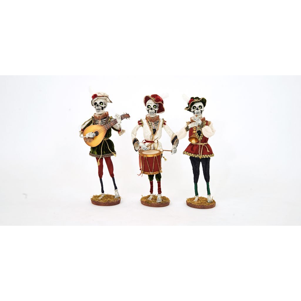 Katherine's Collection 2022 Shakesfeare Minstrel Skeleton Trio Figure, Asst of 3 gallery