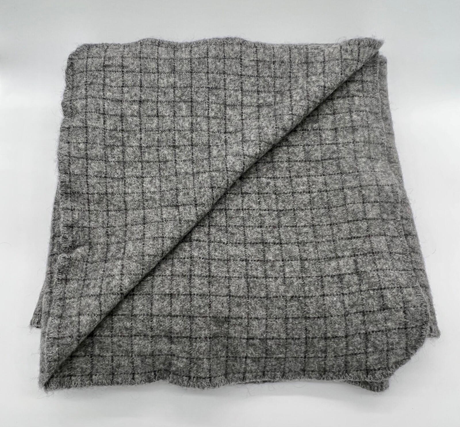 Polo Ralph Lauren Gray with Black Plaid 100% Wool Blanket 75" x 80" Made in USA gallery