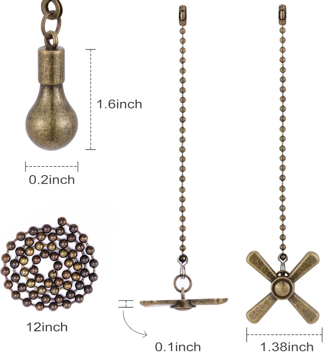 Ceiling Fan Pull Chain Ornaments, 13.6 Inches Fan Pulls Extension Chains Set gallery