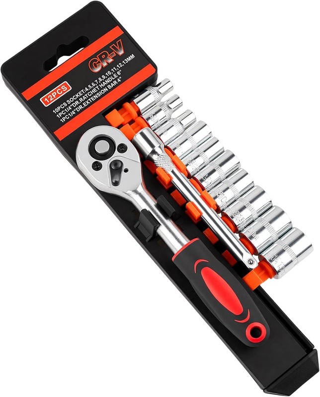 12PCS 1/4 Inch Drive Socket Set, Mini Ratchet Socket Wrench Set, Small M gallery