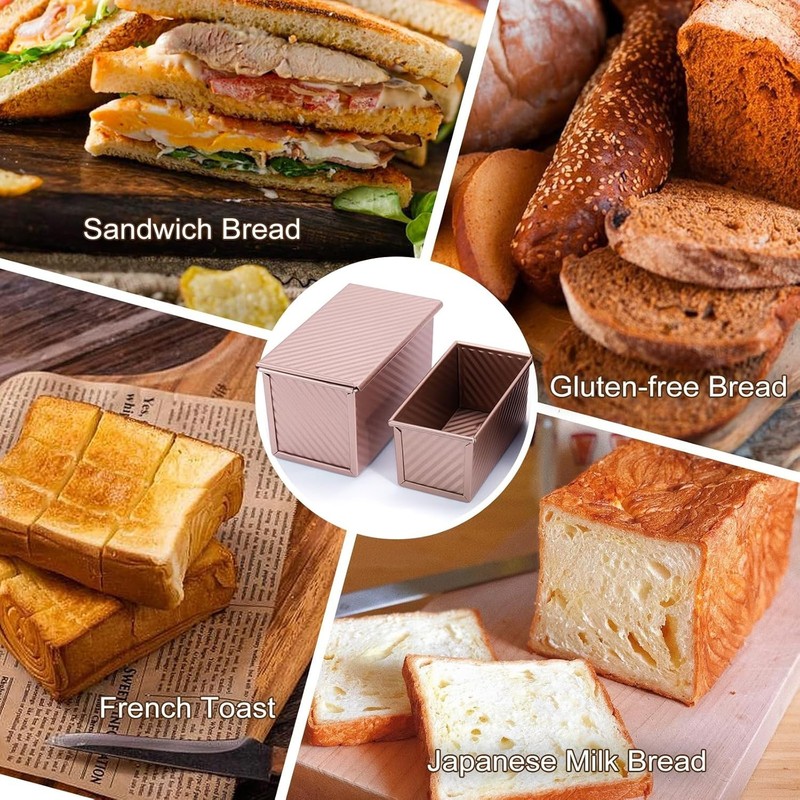 2 Pack Pullman Loaf Pan with Lid, 1 lb/0.5 lb Dough Capacity, Premium Non-Stick gallery