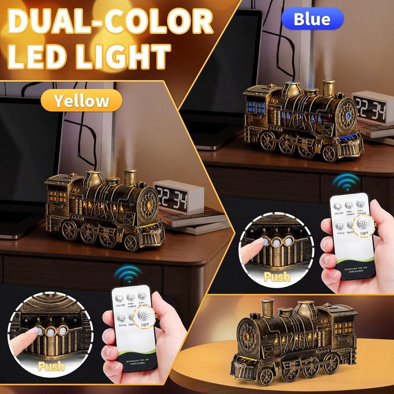 300ml Train Shaped Essential Oil Diffuser with Remote Control and Creative gallery