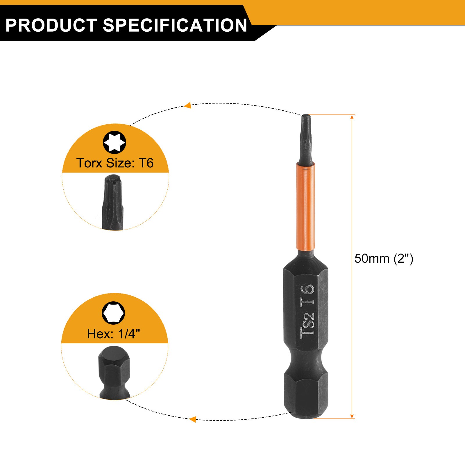 5pcs T6 Torx Head Screwdriver Bit 2" Long 1/4" Hex Shank Magnetic Screw Driver gallery