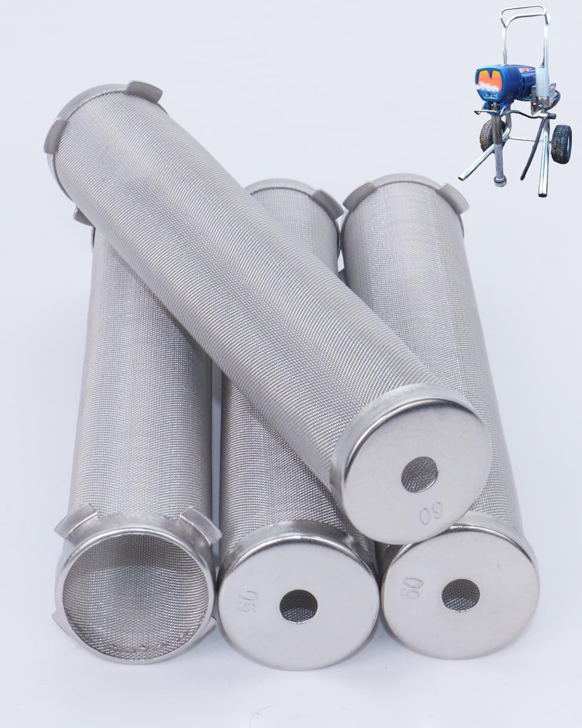 4 Pack 60 Mesh Airless Paint Sprayer Manifold Filters for Graco Models silver gallery