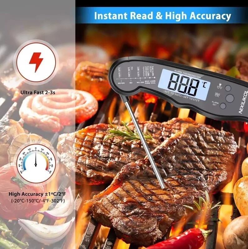 Instant Read Digital Meat Thermometer Fast for Kitchen Food Cooking BBQ Grilling gallery