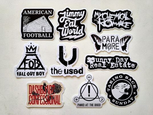 Emo Vinyl Sticker Lot (10 Pack) SET 1 indie screamo music band hardcore punk pop gallery