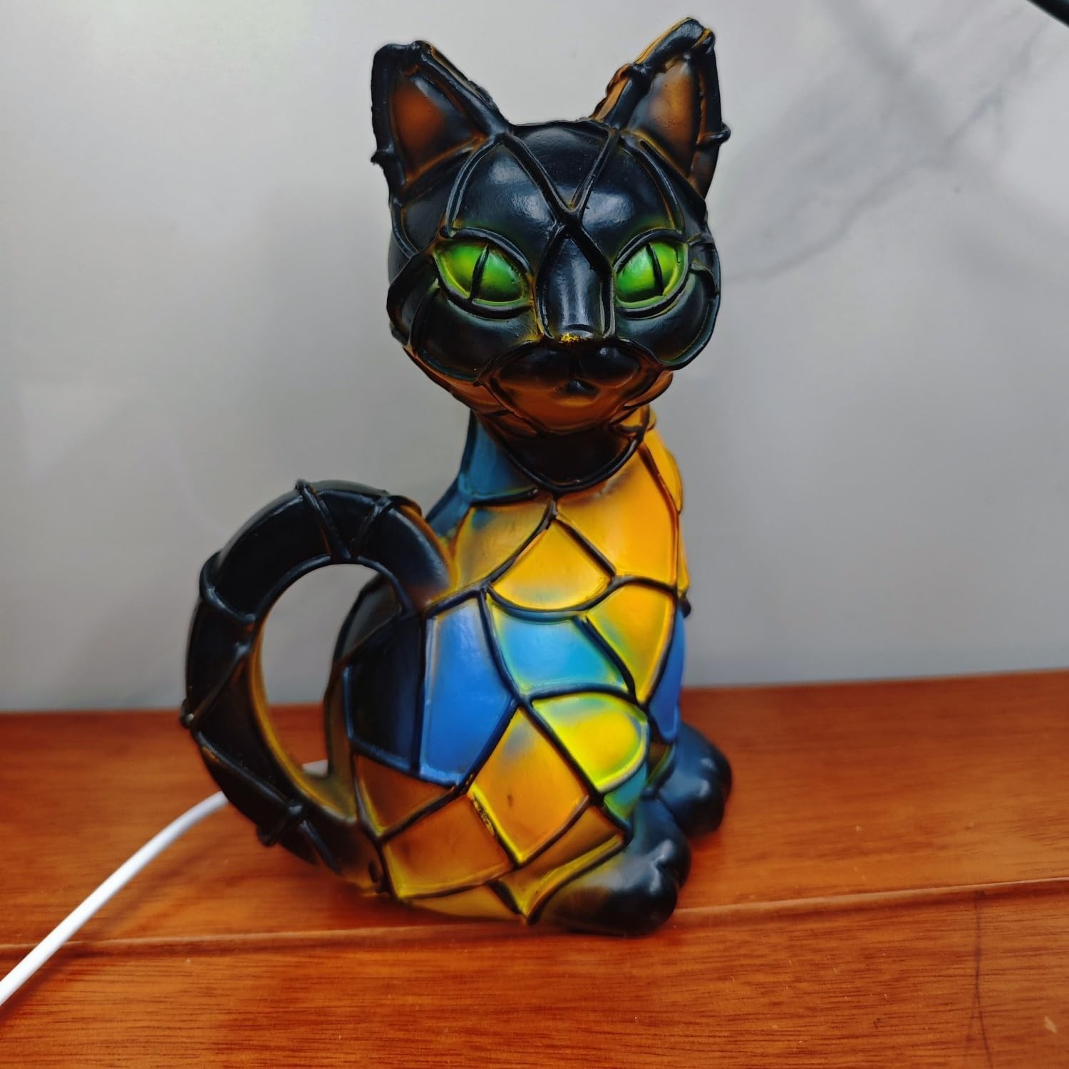 Retro Cat Colorful Resin Cat Table Lamp，3D Cute Pet Cats Themed LED Night Lam... gallery