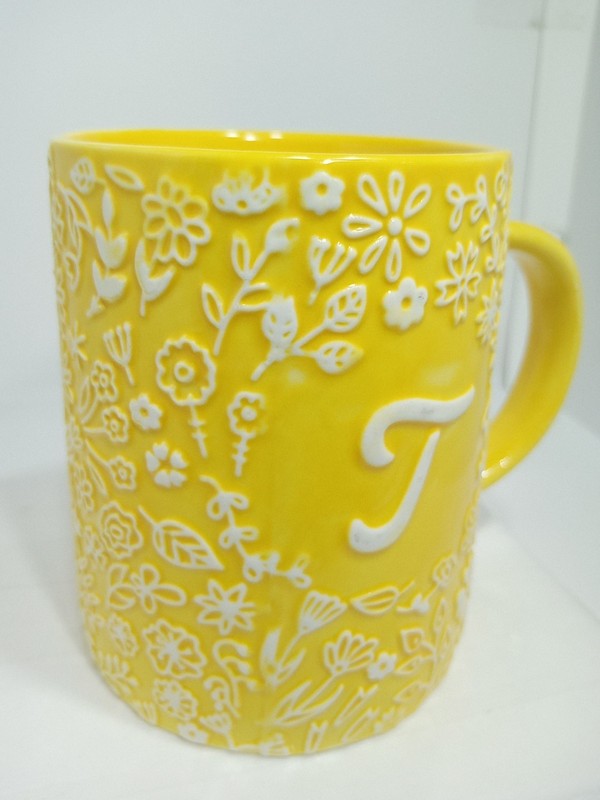 LETTER "J" MONOGRAM MUG. INITIAL "J" COFFEE MUG. "J" FLORAL DECO MUG. B400 gallery