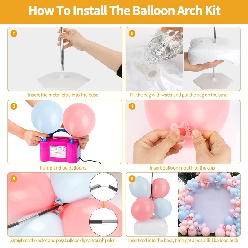 Balloon Arch Kit with Electric Pump - 10Ft Adjustable Stand for Parties Events gallery