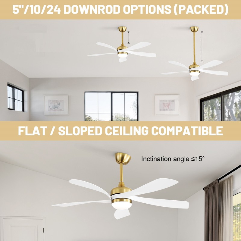 Modern Bedroom Ceiling Fan With Remote 6 Speed,Reversible,Dimmable LED,Quiet DC gallery