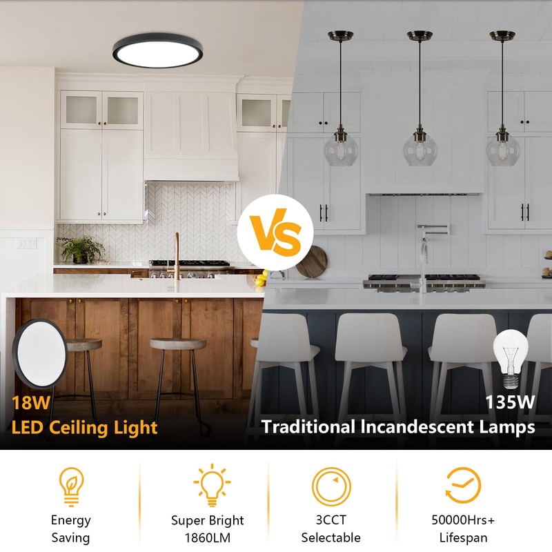 6 Pack 9" LED Flush Mount Ceiling Light - 3 Color Options, Ultra-Slim Design gallery