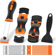 4 Pack Razor Blade Scraper, Premium Cleaning Scraper Tool with 50 PCS Metal