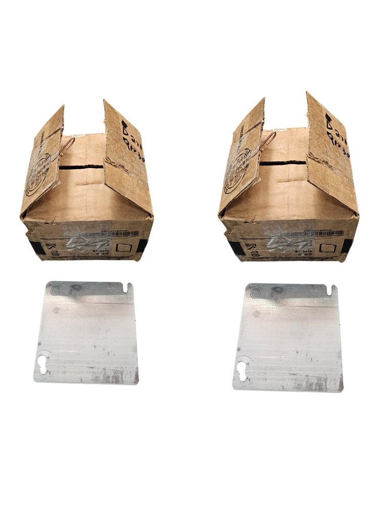 (QTY 100) Emerson 8465 Appleton Flat Electrical Box Covers 4-Inch Square