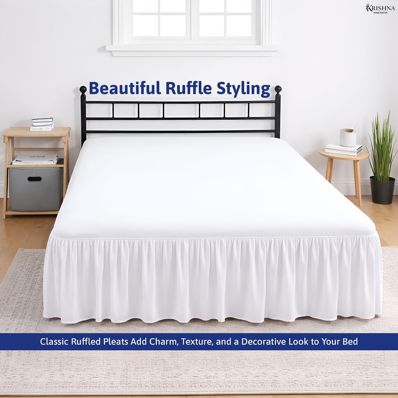 Krishna Ruffled Bed Skirt Split Corners Queen 100 Microfiber Hotel Quality 15 gallery