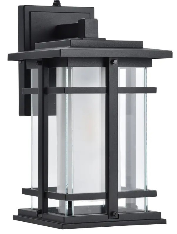 Lutec Craftsman Style LED Wall Lantern, Matt Black Aluminum with Glass Panels gallery