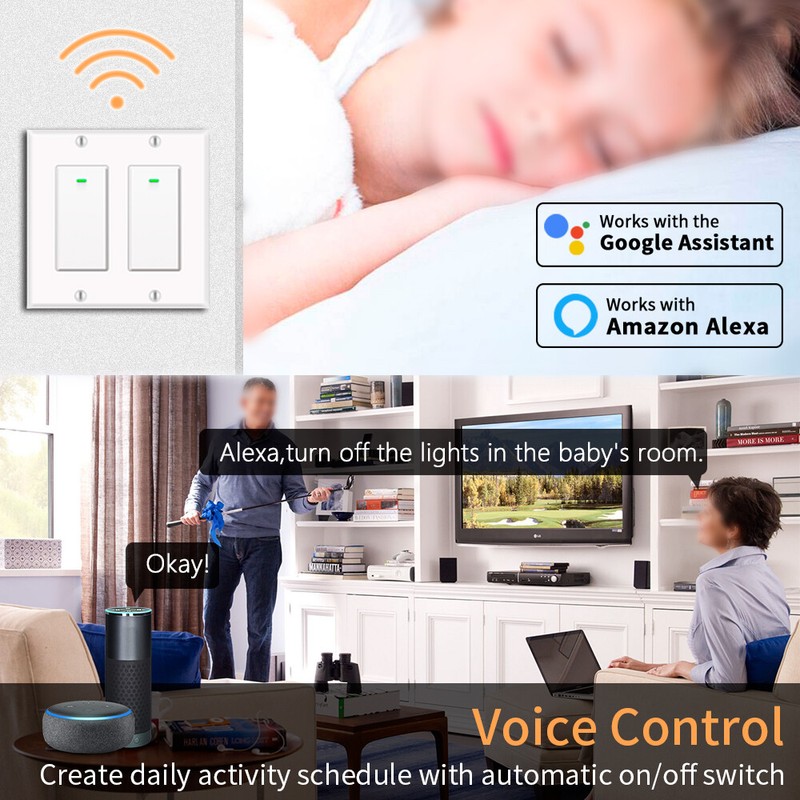 2 Gang Smart Switch , Compatible with Alexa and Google Home, No hub Required gallery