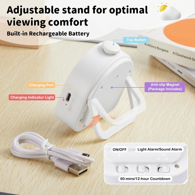 Visual Timer for Kids – 60Min/12H Rainbow Magnetic Timer for Classroom, Recharge gallery