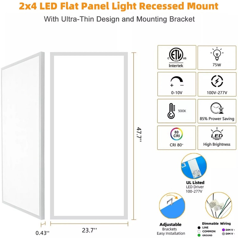 4Pack - 40 Pack 2x4 FT LED Flat Panel Light Drop Ceiling Office Fixture, 8400 LM gallery