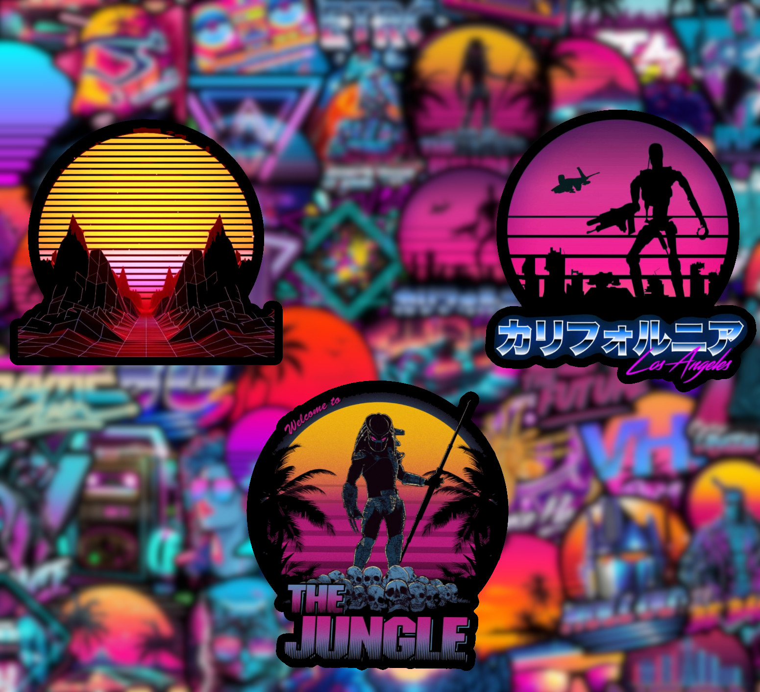 25/50 Piece Retrowave Sticker Pack - Matte Vinyl - Synthwave Retro Vaporwave 80s gallery
