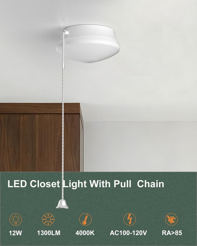 Flush Mount Ceiling Light with Pull Chain Surface Mount LED Light Fixture for... gallery