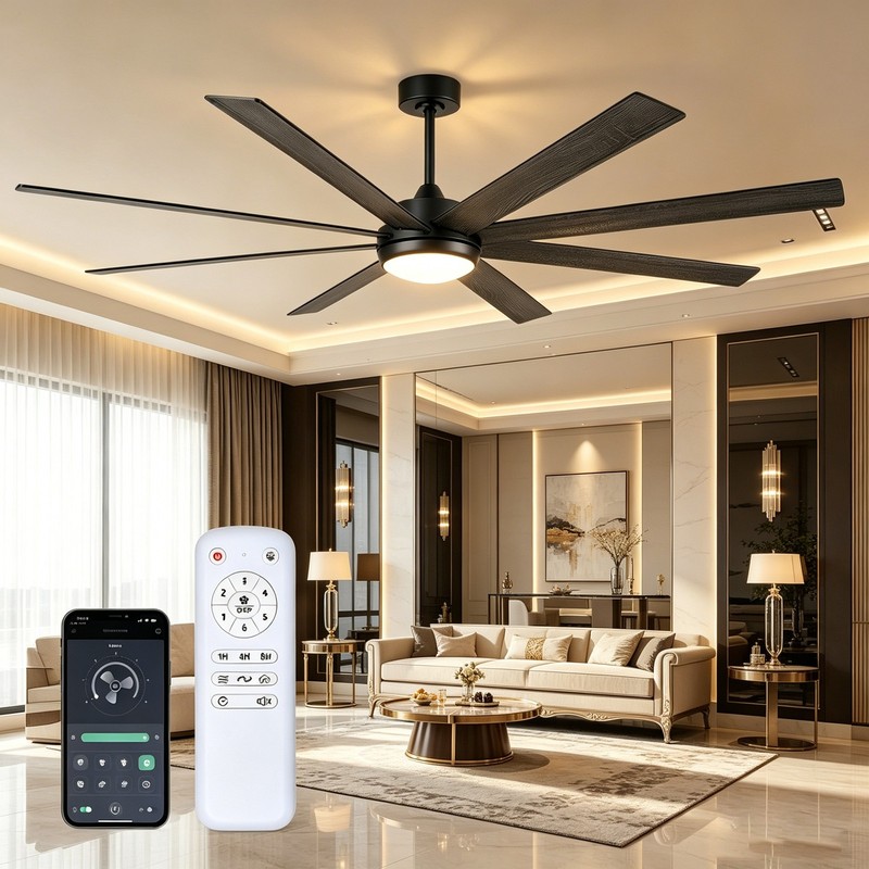 Reversible DC Motor Smart Ceiling Fan Light, Quiet Height Adjustable Indoor gallery