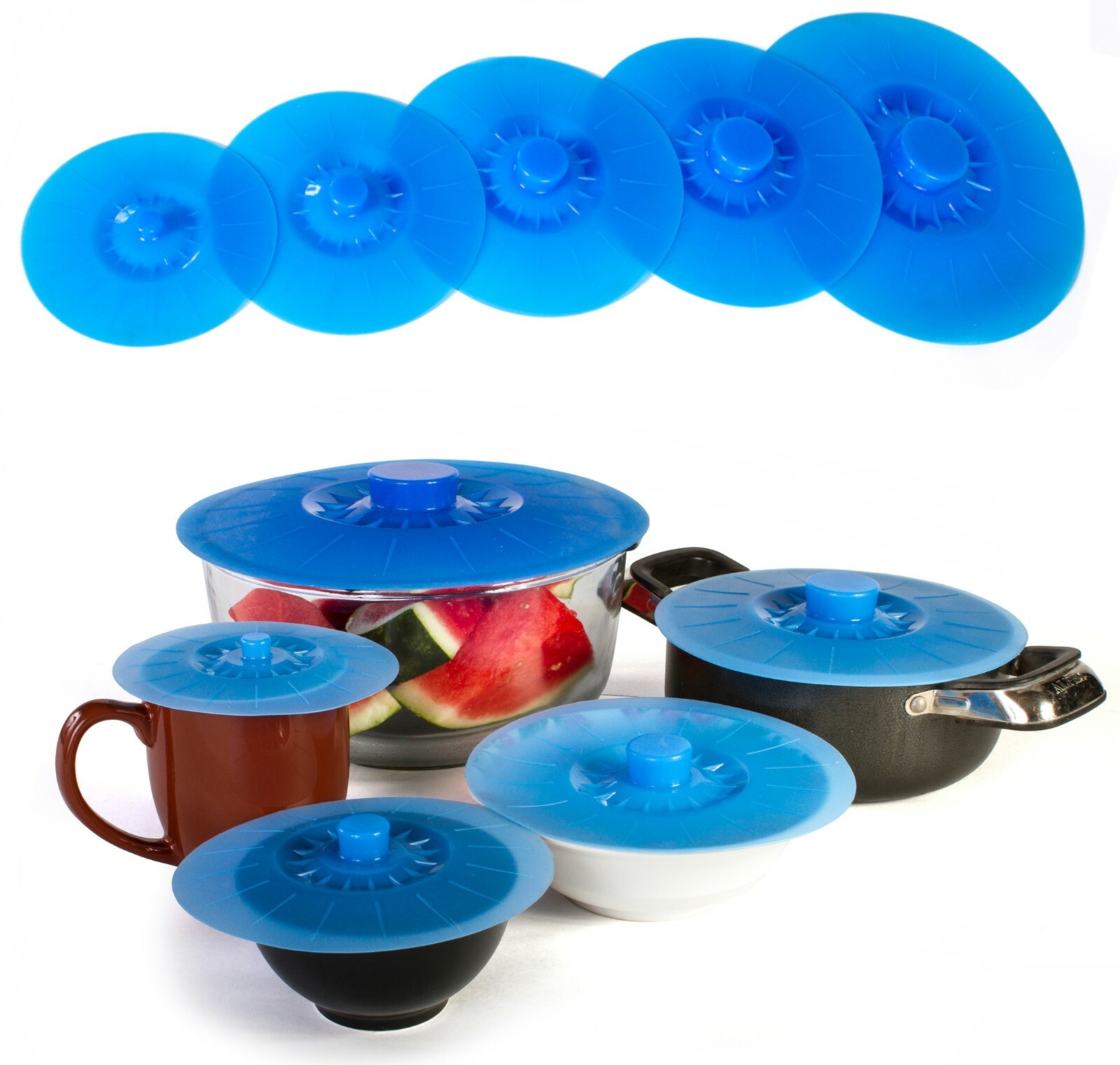 Kitchen + Home Silicone Pan Lids - Set of 5 Food Saver Covers gallery