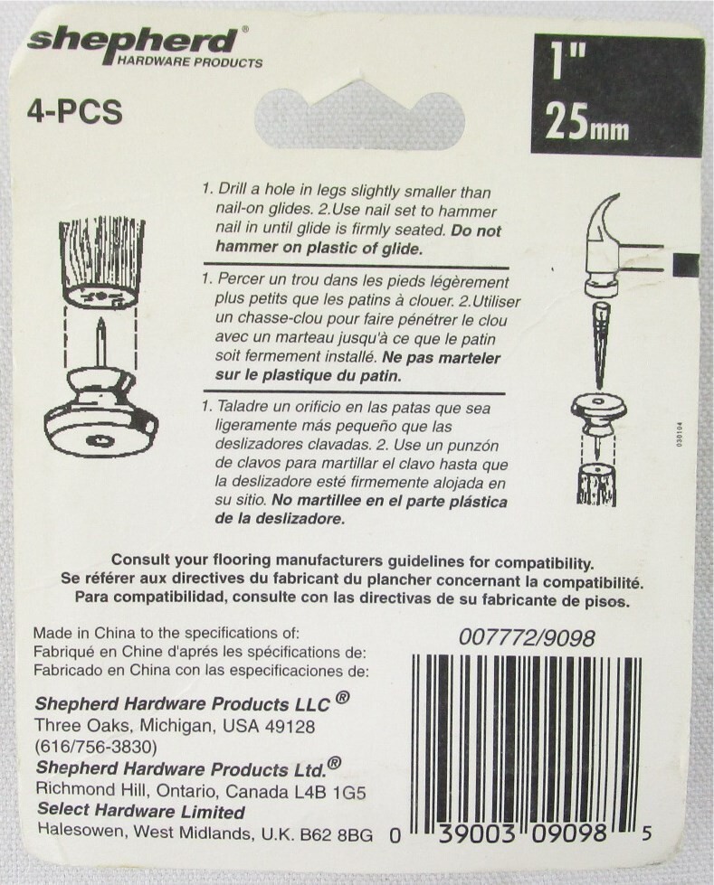 NEW Shepherd Hardware 1" (25mm) Nail-On Swivel Glides, 4 Pieces, #9098 gallery