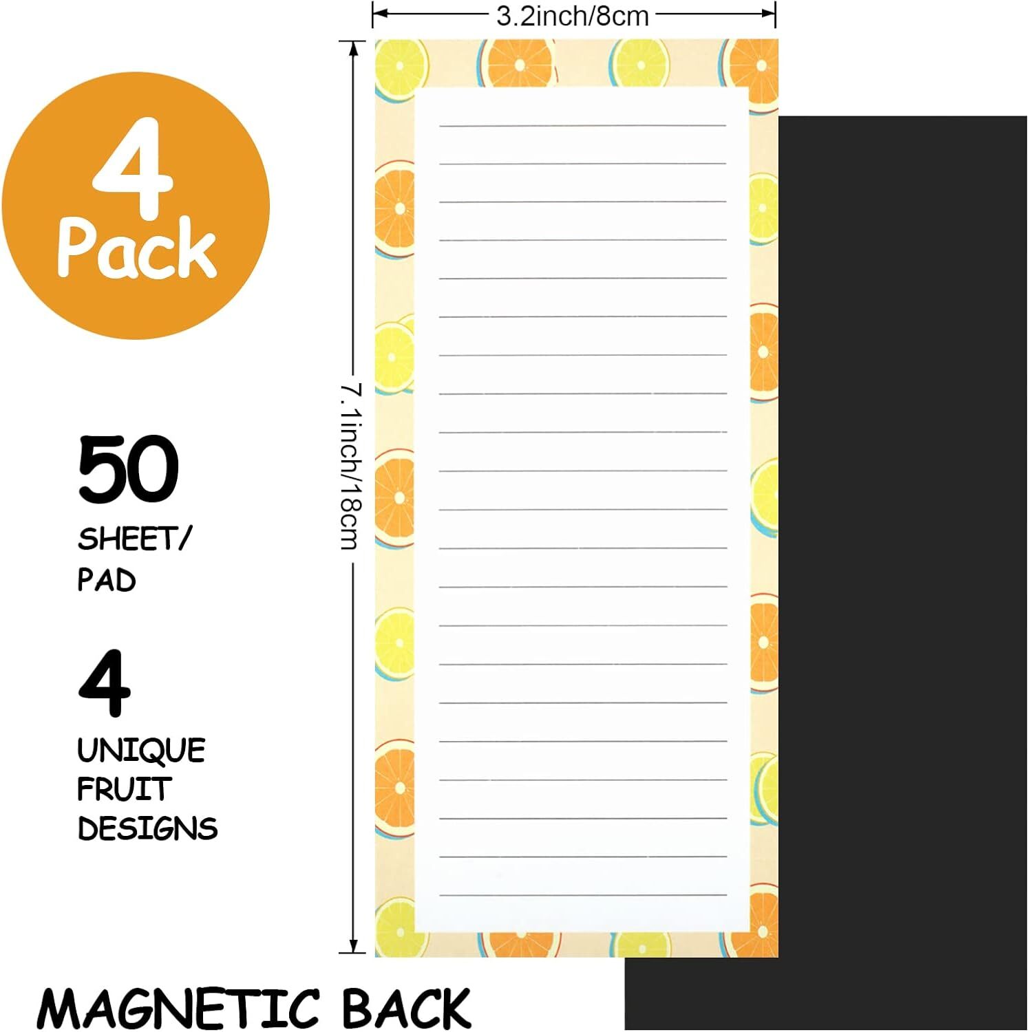 4 Pack Magnetic Notepads for Refrigerator, Grocery List Magnet Pad for Fridge... gallery