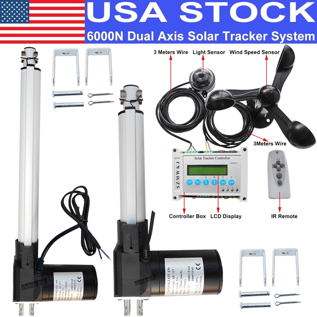 SZMWKJ Complete 6000N Dual Axis Solar Tracker - Solar Panel Tracking Track Kits gallery