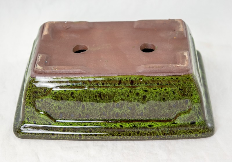 Rectangular Glazed Bonsai & Succulent Pot + Mesh 8"x 5.75"x 2.5" - Moss Green gallery