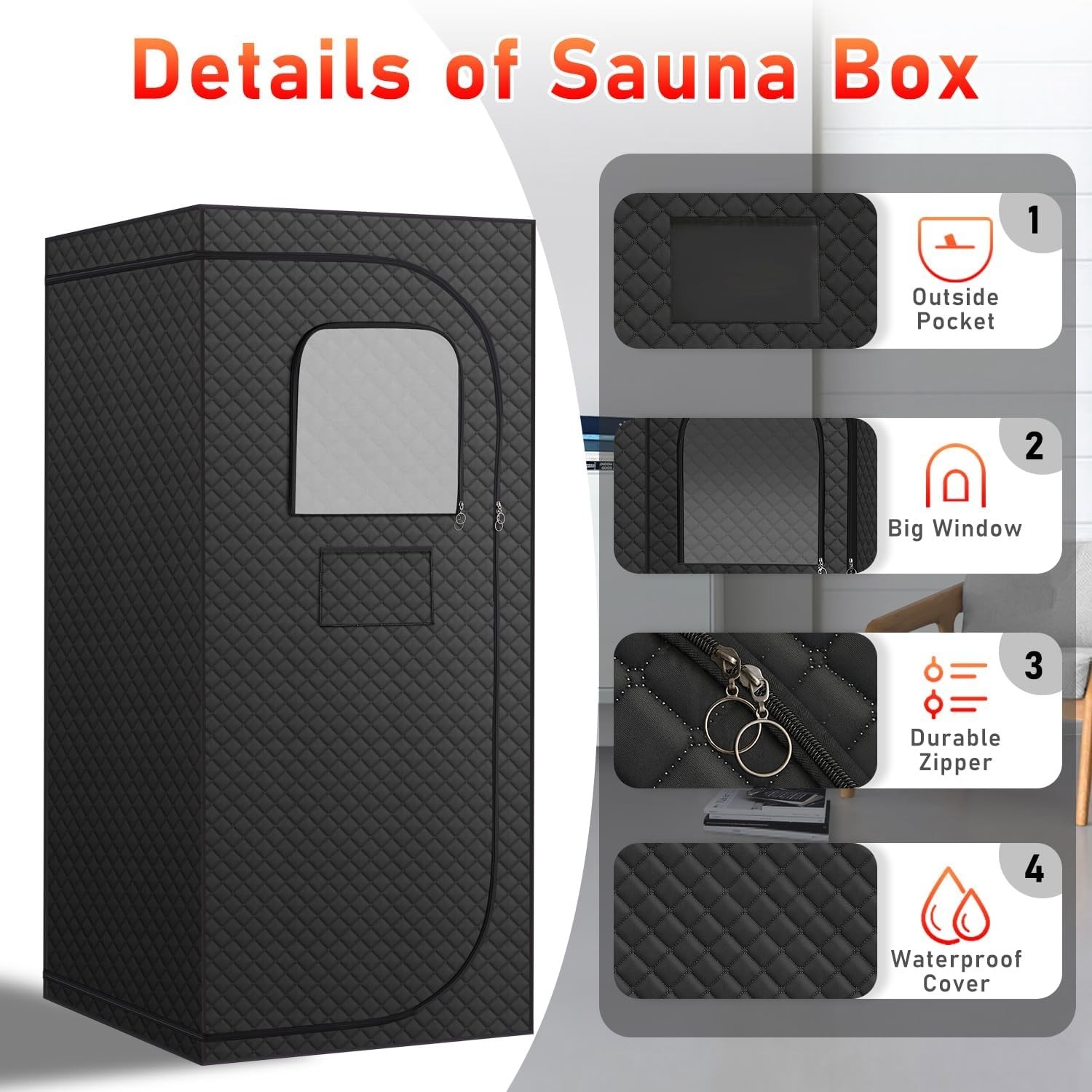 Portable Infrared Sauna Room, Dry Sauna Tent for Detoxification and Relaxation w gallery