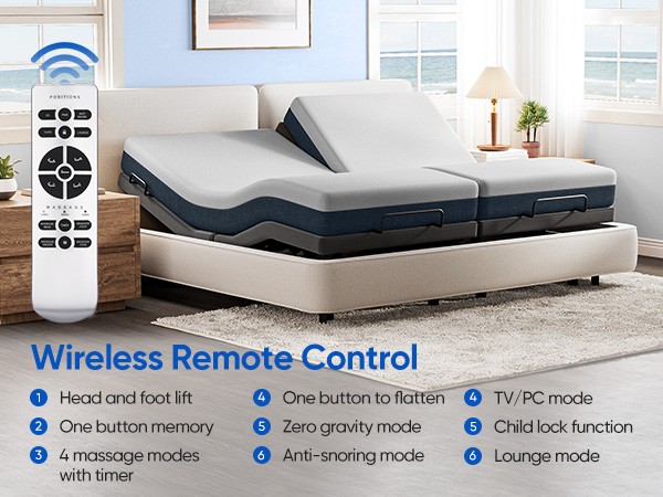Adjustable Bed Frame Base Electric Massage Remote USB Twin TXL Full Queen King gallery