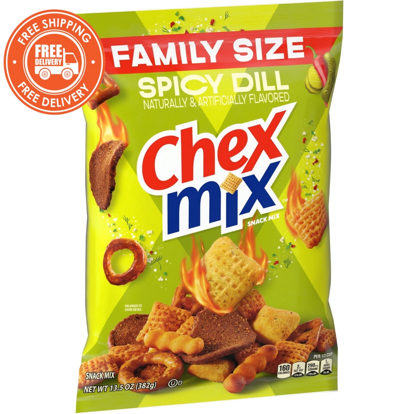 Chex Mix Spicy Dill Savory Snack Mix, Family Size 13.5 oz Bag gallery
