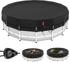 10ft Round Pool Cover Ultimate Windproof & Tear-Resistant Fabric Snug Fit…