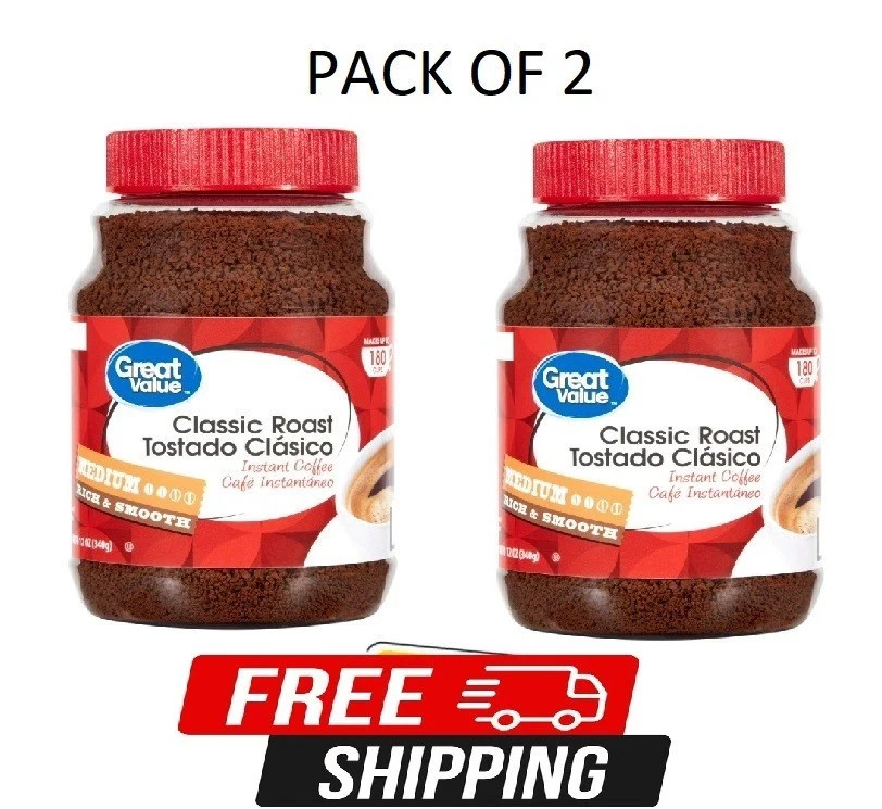 (PACK OF 2) Great Value Classic Medium Roast Instant Coffee, 12 oz gallery