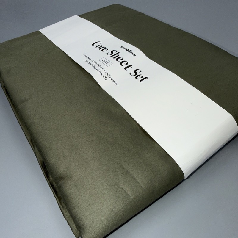 Brooklinen Luxe Core Sheet Set- Fresh Moss-Full- New gallery